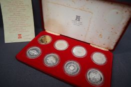 A set of seven silver crowns produced to commemorate the Silver Jubilee of Her Majesty Queen