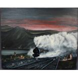 Brian Reeves Full steam ahead Oil on canvas Signed Label verso 40 x 50cm ***Artists Resale Rights