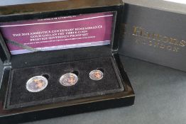 The 2018 Armistice centenary remembrance gold gallantry three coin prestige sovereign proof set,