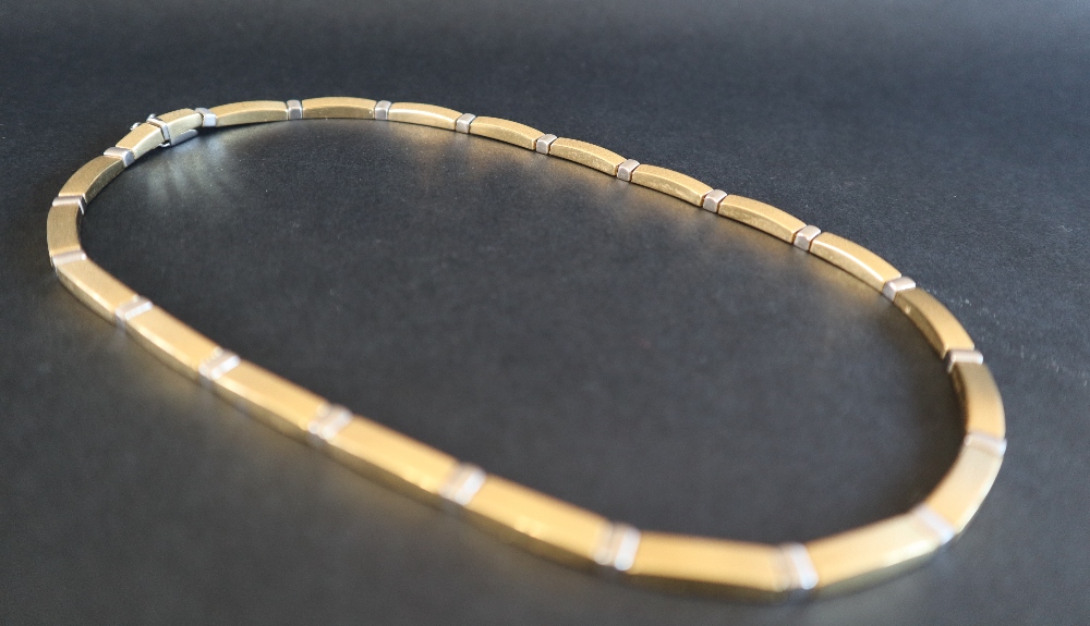 An 18ct yellow and white gold necklet set with bars, - Image 4 of 4