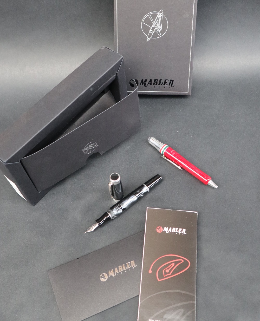 A Marlen One fountain pen, with a black pearlescent body, - Image 2 of 3