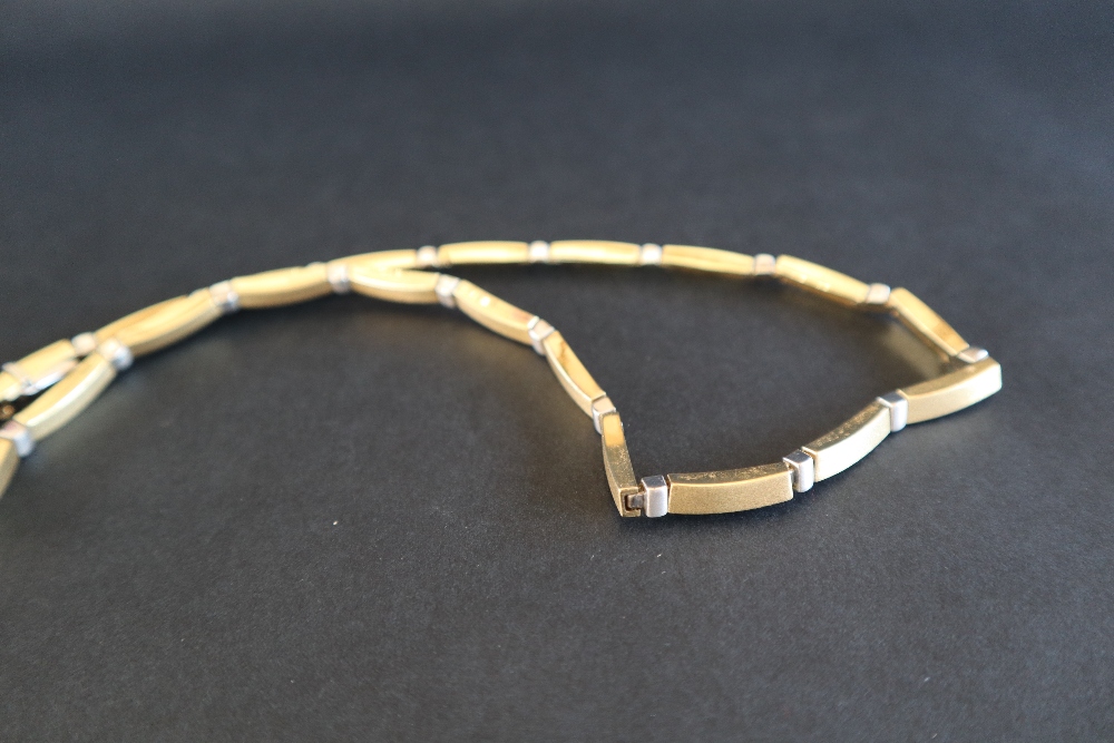 An 18ct yellow and white gold necklet set with bars, - Image 3 of 4