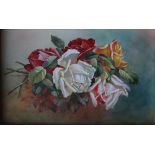 A Williams Still life study of cut roses Watercolour Signed 14 x 22cm