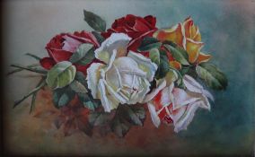 A Williams Still life study of cut roses Watercolour Signed 14 x 22cm