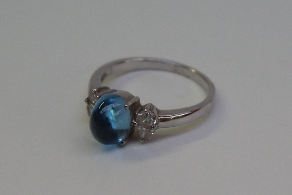 An 18ct white gold diamond and Cabochon cut dress ring, size O, approximately 3. - Image 3 of 5