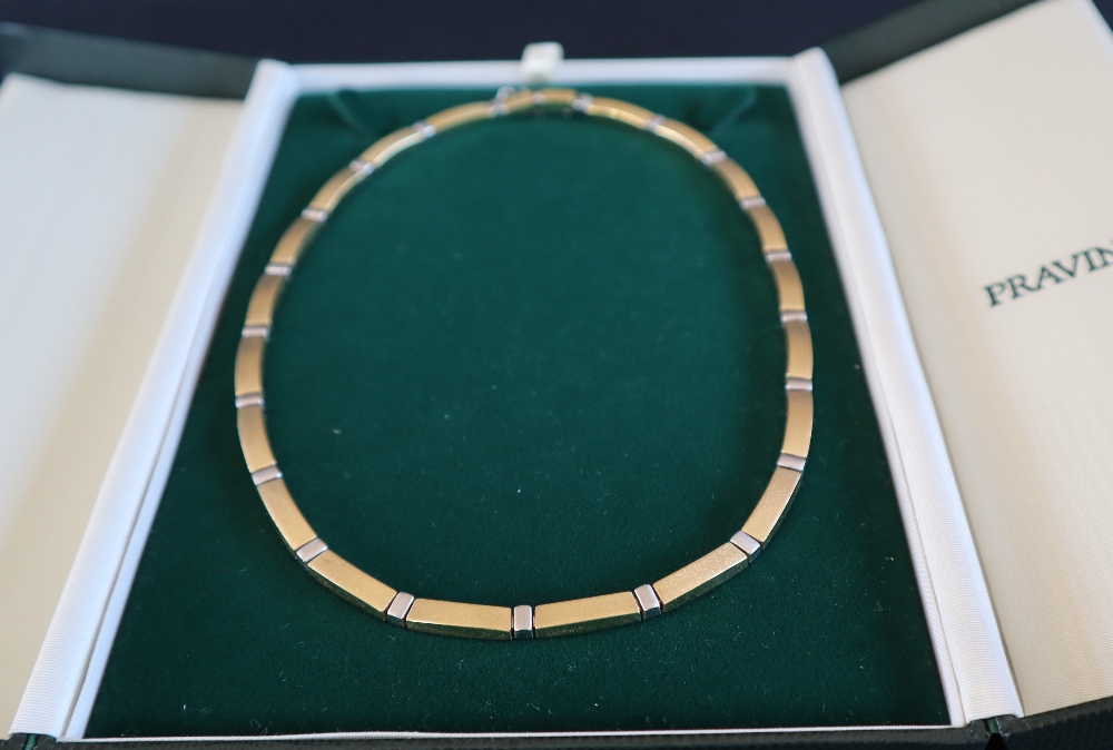 An 18ct yellow and white gold necklet set with bars, - Image 2 of 4