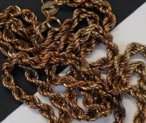 A 9ct yellow gold rope twist necklace,