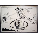 Strube Tax McCloud cartoon Pen and ink Signed 33.5 x 49.