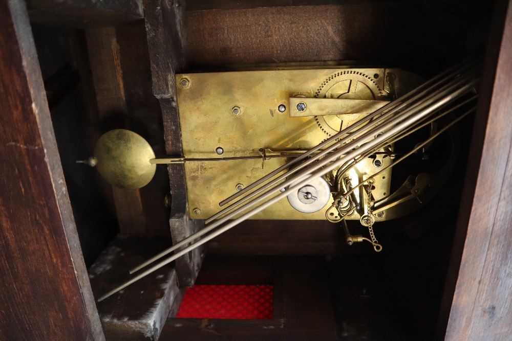 A 19th century rosewood mantle clock, of pointed form, with brass carrying handles, - Image 3 of 6