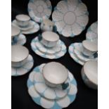 An Aynsley Blue Butterfly pattern part tea set, pattern number B 13222, comprising six tea cups,