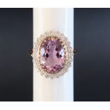A 9ct gold amethyst and diamond set cluster ring,