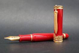 A Stipula gladiator fountain pen in red with blade clip and coliseum collar,