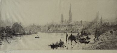 William Lionel Wyllie Rouen An Etching Signed in pencil to the margin 16.5 x 37.
