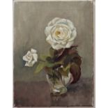 Aubrey Claude Davidston-Houston Still life study of white roses in a vase Oil on canvas Initialled