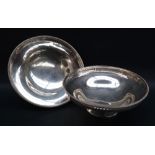 A pair of George V silver pedestal bon bon dishes of circular form with a pierced rim on a