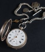 An Edward VII silver open faced pocket watch,