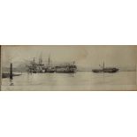 Harold Wyllie Training ships at Dartmouth An Etching Signed in pencil to the margin 10 x