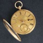 A Victorian 18ct gold open faced pocket watch,