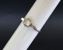 A Solitaire diamond ring, the round old cut diamond approximately 0.