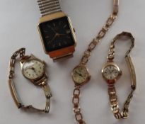 A lady's 9ct gold wristwatch the oval dial with batons inscribed H Samuel approximately 8 grams