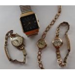 A lady's 9ct gold wristwatch the oval dial with batons inscribed H Samuel approximately 8 grams