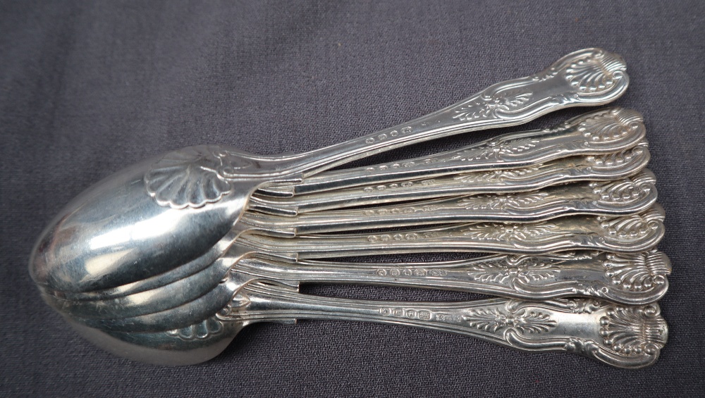 A Victorian kings pattern silver part flatware service comprising eight table spoons, - Image 7 of 7