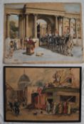 John Strickland Goodall Business as usual A World War II scene of London Watercolour Signed 54.