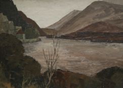 Tom Gerrard Llyn Padarn (Llanberis) Oil on board Signed and inscribed verso 47 x 65cm ***Artists