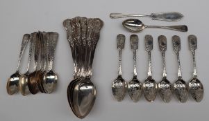 A set of six Victorian silver kings pattern dessert spoons, London, 1862,