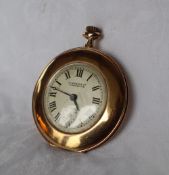 A 9ct yellow gold keyless wound open faced pocket watch,