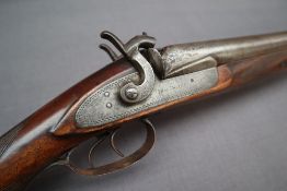 A 19th century double barrel percussion shotgun, the side plates inscribed Thos Bolton,