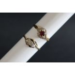 An 18ct gold three stone diamond ring, size L, together with another 18ct gold dress ring, Size N,