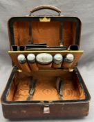 A late Victorian faux crocodile leather vanity case,