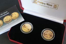 An Isle of Man 30th Anniversary 1oz Gold Angel Coin Set, from the Pobjoy Mint,