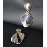 A pair of Georg Jensen silver earrings, with button tops and split triangular drops,