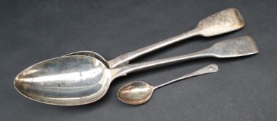 A George III silver fiddle pattern table spoon, London,