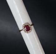 A ruby and diamond ring,