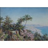 Edith H. Adie Palm Trees, Bordighera Watercolour Signed and label verso 27.5 x 38.