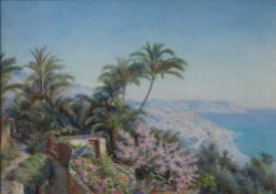 Edith H. Adie Palm Trees, Bordighera Watercolour Signed and label verso 27.5 x 38.