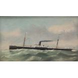 19th century British School Golden Cross A steamer at sea Oil on canvas 40 x 66.