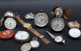 A late Victorian silver open faced pocket watch,