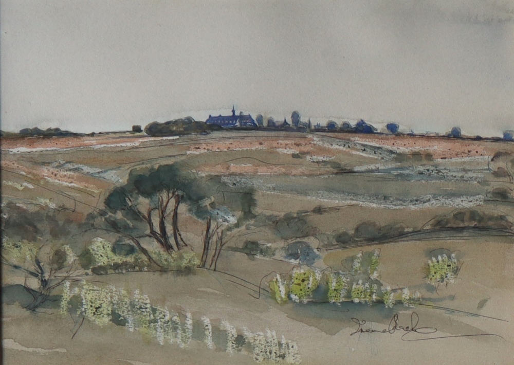 Irene .... Fairwood common/Nazanith house Watercolour Signed 23 x 32.