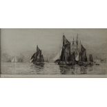 William Lionel Wyllie Sailing boats An Etching Signed in pencil to the margin 13 x 29cm