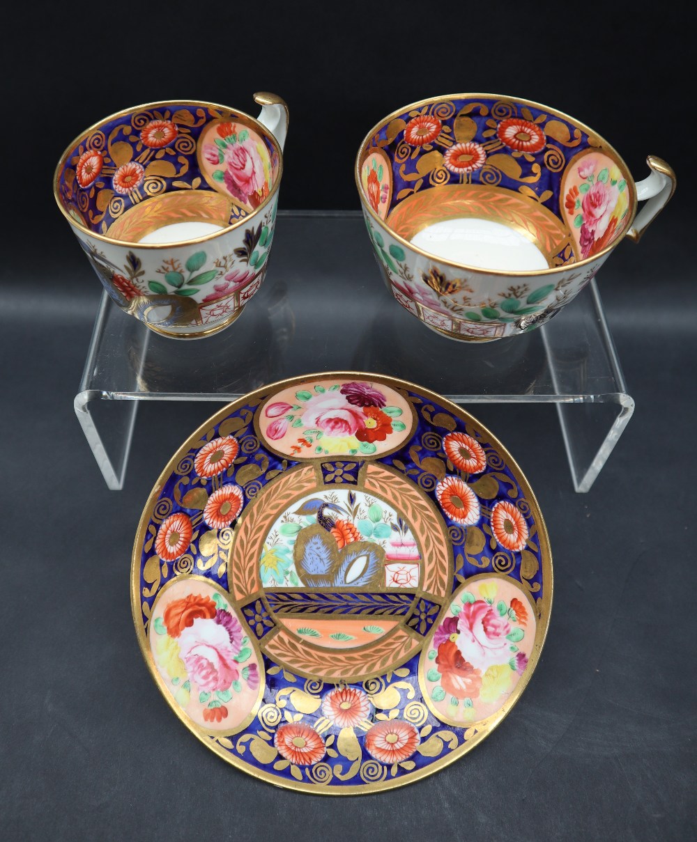 A Swansea porcelain trio comprising a tea cup, coffee cup and saucer decorated in the Japan pattern, - Image 2 of 8