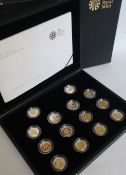 An Elizabeth II 25th Anniversary silver proof collection of fourteen 2008 one pound coins