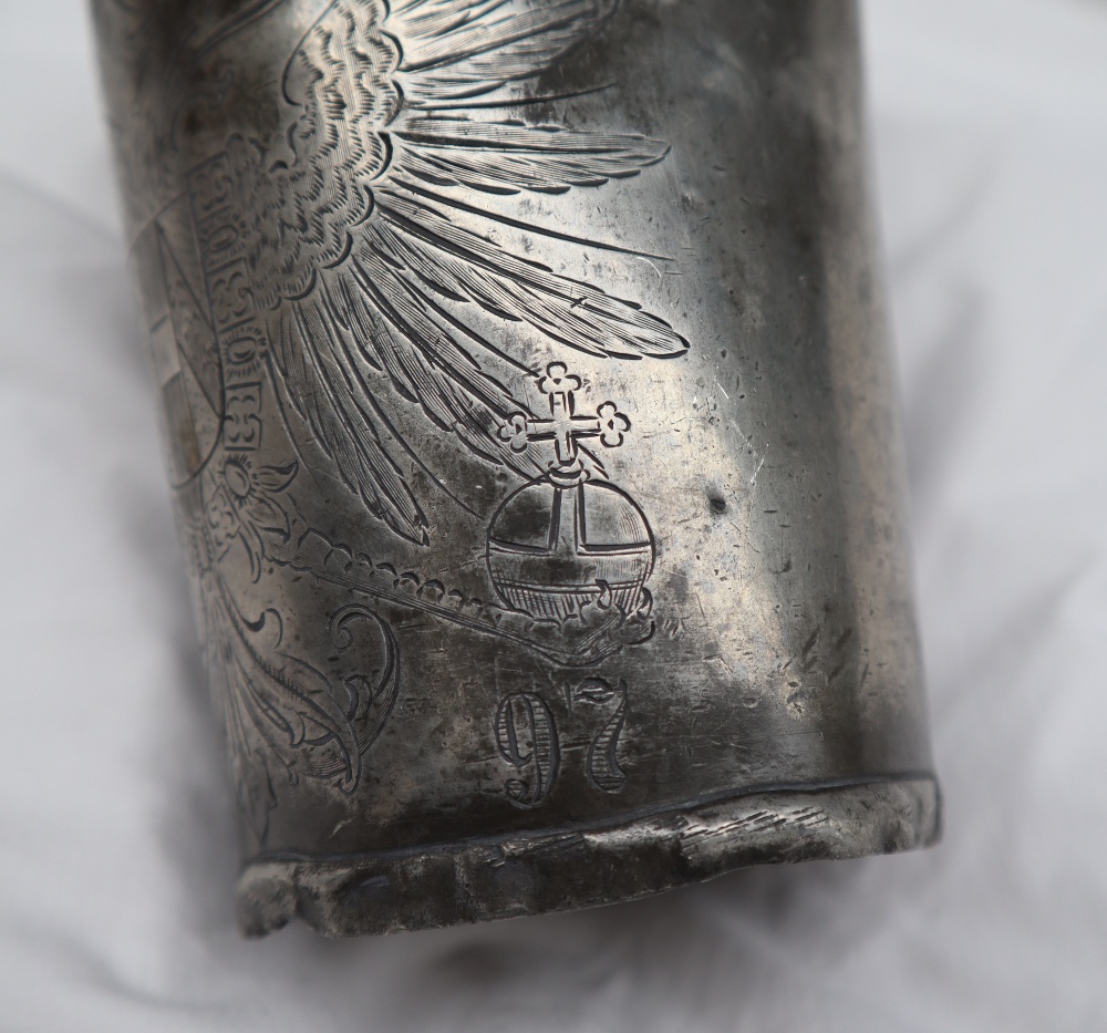 Emperor Francis Joseph I of Austria pewter foot washing beaker, of flared tapering form, - Image 10 of 15