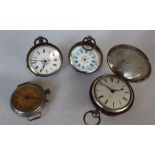 An early Victorian silver hunter pocket watch, the enamel dial with Roman numerals,