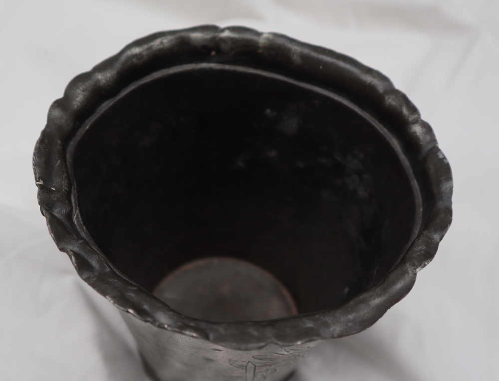 Emperor Francis Joseph I of Austria pewter foot washing beaker, of flared tapering form, - Image 2 of 15