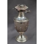 A Victorian silver oil lamp, of vase shape with a beaded rim and spreading foot, Sheffield, 1893,