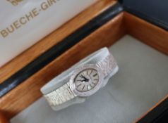 A lady's 9ct white gold Bueche-Girod wristwatch,